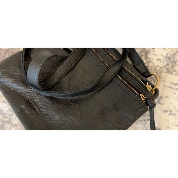 Margot double zipper black leather crossbody - Picture 9 of 10